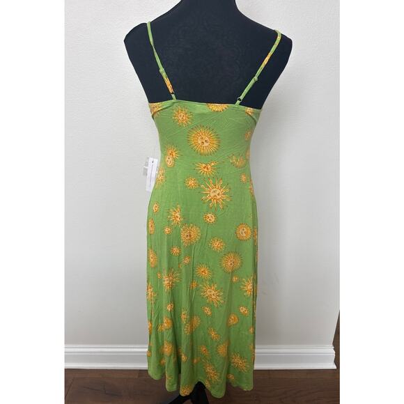 ModCloth 90's Suns Lime Green Seaside Vacay V-Neck Midi Slip Dress M NWT - Picture 2 of 10